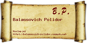 Balassovich Polidor névjegykártya